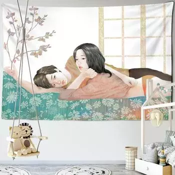 Персонализированный гобелен для девочек, настенный гобелен, каваи, хиппи, мультяшный художественный занавес для спальни, общежития, домашний декор 95x70cm