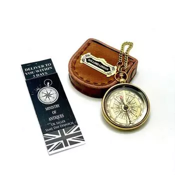 Персонализированный гравированный антикварный компас ручной работы, латунная цепочка морского компаса, гравированный компас, подарок мужу, антикварный компас, подарок подружке невесты