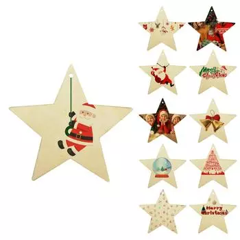 Персонализированный индивидуальный деревянный кулон в виде пентаграммы, рождественское украшение, подвесное украшение