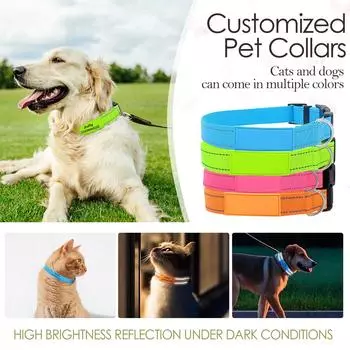 Персонализированный индивидуальный ошейник для собак, нейлоновый ошейник для домашних животных, бирка с именем и номером питомца, табличка с именем XS