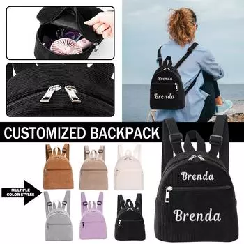 Персонализированный индивидуальный вышитый рюкзак для женщин, повседневных путешествий, студенток, универсальный, ретро One Size