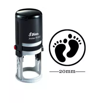 Персонализированный изготовленный на заказ блестящий 20-миллиметровый резиновый мини-штемпель ДИЗАЙН СЛЕДА Круглый самообувной детский учитель Impression Area: 20 mm чёрный