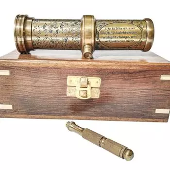 Персонализированный классический калейдоскоп, латунный калейдоскоп с деревянной коробкой, детская игрушка, гравированный свадебный подарок, креативная идея индивидуального подарка (3 варианта отделки)