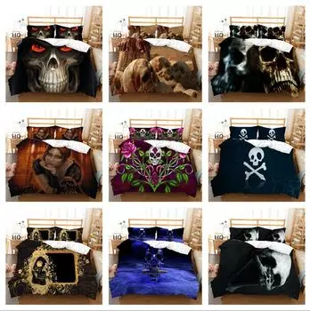 Персонализированный комплект постельного белья для мальчиков, 3D пододеяльник с черепом, односпальная/двуспальная кровать, полноразмерный роскошный пододеяльник, подарок на Хэллоуин Baby 100x135cm