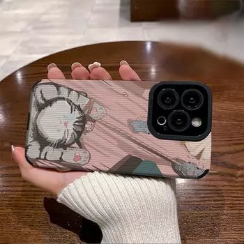 Персонализированный кожаный мягкий силиконовый чехол с милым котом и принтом для телефона, задняя крышка с объективом камеры, полная защита iPhone 7 чёрный