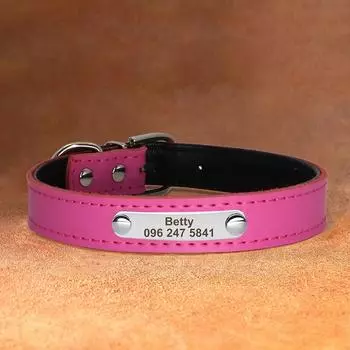 Персонализированный кожаный ошейник для собак и кошек, регулируемый, выгравированный, с именем питомца, котенка, щенка, аксессуары, ошейники для маленьких и средних собак XS
