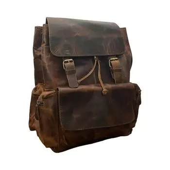 Персонализированный кожаный рюкзак для ноутбука, черная сумка для компьютера из натуральной кожи, кожаная дорожная сумка унисекс для ноутбука 16 in коричневый