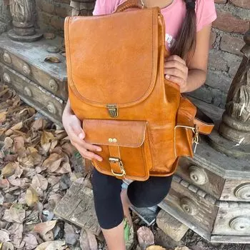 Персонализированный кожаный рюкзак, винтажная сумка для ноутбука, унисекс, коричневый кожаный рюкзак, кошелек, школьная сумка для книг, рюкзак для путешествий на выходные 16 x 10 x 8 in чёрный