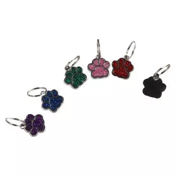 Персонализированный кулон с блестками для домашних животных, ошейник-бирка против потери, бирки для собак и кошек розовый