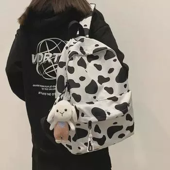 Персонализированный милый рюкзак с рисунком коровы, маленький студенческий стиль, школьная сумка унисекс в корейском стиле