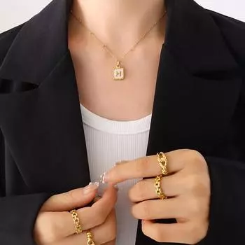 Персонализированный модный нишевый дизайн ожерелье Xiaoxiangfeng из натуральной белой морской ракушки с буквой H, универсальная ключичная цепочка, покрытая 18-каратным настоящим золотом