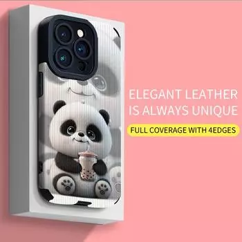 Персонализированный мультяшный милый милый кожаный чехол с принтом панды, мягкий силиконовый чехол для телефона, задняя крышка с объективом камеры, полная защита iPhone X / iPhone Xs чёрный