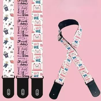 Персонализированный мультяшный печатный гитарный ремень, фолк, деревянный ремень для электрогитары, бас-гитара, универсальный плечевой ремень, аксессуары для гитары