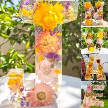 Персонализированный ночник с цветочными буквами и прессованными цветочными лампами, светодиодная основа с несколькими цветами свечения, 3 режима, орнамент с питанием от USB V