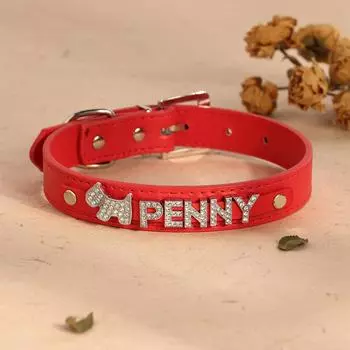 Персонализированный ошейник с именем для собаки, блестящий ошейник со стразами для щенков и кошек, набор из индивидуального ожерелья для маленьких и средних домашних животных, мопсов, чихуахуа XS 20-26cm