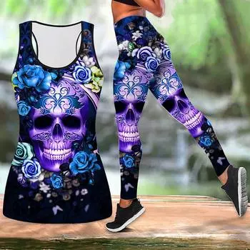 Персонализированный принт скелета йога костюм для женщин модные леггинсы для тренировок фитнес спортивные повседневные штаны для йоги XS синий
