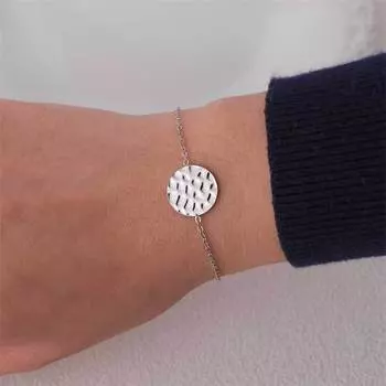 Персонализированный простой вогнутый круглый браслет для женщин в стиле ретро со стильным круглым узором «молоток»
