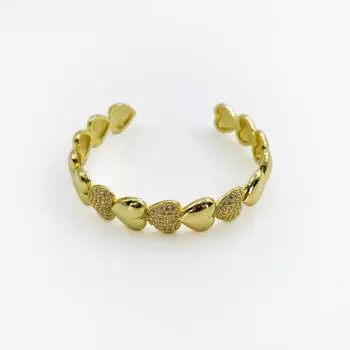 Персонализированный простой золотой и серебряный браслет с бриллиантами в форме сердца премиум-класса с регулируемым отверстием для женщин золотой
