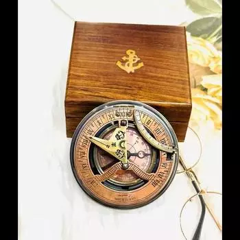 Персонализированный рабочий компас для солнечных часов, гравированный компас, подарки на годовщину для мужчин, компас для мужа, подарок на День Святого Валентина, подарки для пар M коричневый
