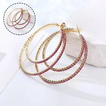 Персонализированный размер, круглые нишевые модные геометрические серьги со стразами для женщин 4.5cm белый