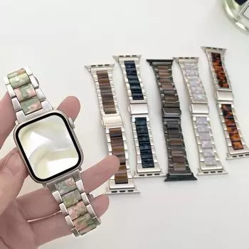 Персонализированный ремешок для часов Apple Watch - металлический каркас, сращивание смолы, три бусины, ремешок для часов iWatch S10/9/8/7/6/5/4/3/2/1/se/Ultra/Ultra2 49 мм 41MM s9