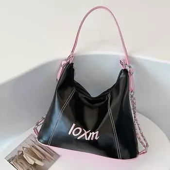 Персонализированный рюкзак для класса, модная простая женская сумка через плечо, осень 2024 года, новая повседневная женская сумка-тоут для поездок на работу чёрный