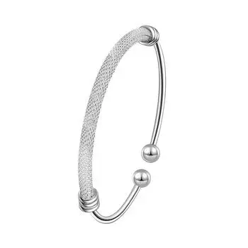 Персонализированный сетчатый браслет-сетка для женщин, модный браслет на День святого Валентина с серебряным покрытием, романтические серебряные украшения для рук