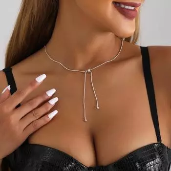 Персонализированный темперамент, ожерелье из круглой змеиной цепи, простой дизайн, универсальный длинный свитер, ожерелье-цепочка, женские аксессуары