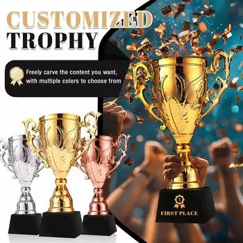 Персонализированный трофей из смолы, креативный металлический приз для соревнований, высококачественный большой приз, почетный приз с гравировкой One Size золотой