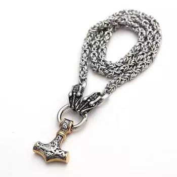 Персонализированный взрыв из нержавеющей стали, миф о викингах, громовой молот, ожерелье, ручное кольцо, цепочка, ведущее ожерелье 40