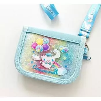 Персонаж Cinnamoroll, милый блестящий легкий кошелек, двухъярусный кошелек с ожерельем, кошелек для карт, популярный персонаж в Корее