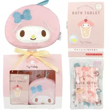 Персонаж Sanrio My Melody Bath Gift 3 Piece Set Bath Bath Lucky Bag 2024 Bath Gift Bath Salt Happy Bag (Губка для тела/Цветная таблетка/В форме сердца
