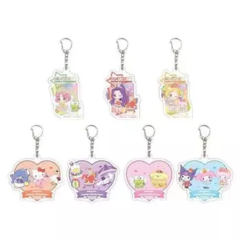 Персонажи Aikatsu x Sanrio 02 [Мини-иллюстрация персонажа] Акриловый брелок для ключей 7 предметов в коробке