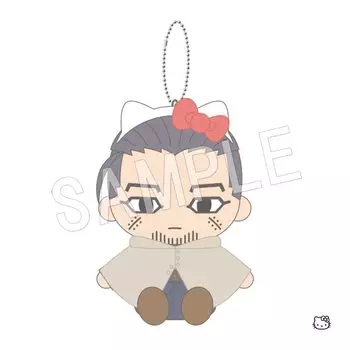 Персонажи Chugai Mining Golden Kamuy x Sanrio, сидящие плюшевые талисманы Ogata x Hello Kitty, приблизительные. 110 мм Изготовлен из полиэстера