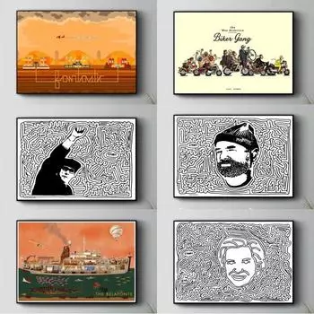 Персонажи фильмов Уэс Андерсон, холст, живопись, постеры и принты для гостиной, настенные картины, домашний декор для гостиной, без рамки 21*30cm