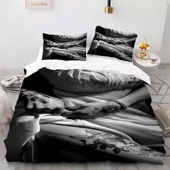 Персонажи - Комплект одеяла с цифровой печатью - Полиэстер - Декор спальни - 1 покрывало + 2 наволочки (нет подушки) 173x229cm
