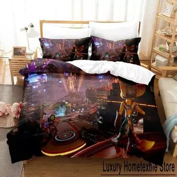 Personelity Game Anime Ratchet Clank Rift Apart Bedding Set Cartoon three-piece set Adult Kid Bedroom Duvet cover Sets 3D Kawaii 70x133cm 2pcs