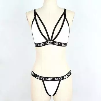 Перспективный трехточечный купальник-бикини с буквами нижнее белье XXXL белый