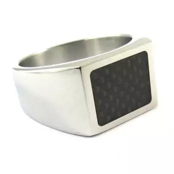 Перстень-печатка из углеродистой стали Peaceful - 12x14 мм.