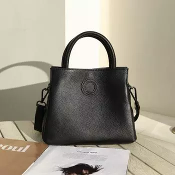 Первая кожаная сумка из коровьей кожи, женская сумка, универсальная сумка-тоут, сумка через плечо 24x10x21cm бездна