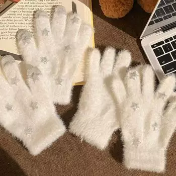 «Первые зимние велосипедные перчатки с разделением и пятью пальцами для студентов» Touch screen star gloves, One Size