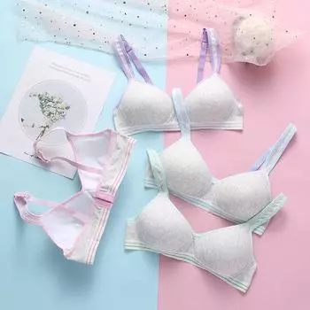 Первый беспроводной тренировочный бюстгальтер для девочек-подростков, нижнее белье для девочек-подростков, детский бюстгальтер с тонкой чашкой, 12–18 лет 32/70AB розовый