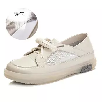 Первый слой из коровьей кожи, белые туфли, женские, лето 2025, новые, повседневные, сетчатые, с двумя носками, одинарные туфли, женские, с одной педалью, кожаные женские туфли 35