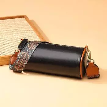 Первый слой из коровьей кожи ретро цилиндрическая сумка женская сумка-мессенджер нишевый дизайн одно плечо текстура цилиндр женская