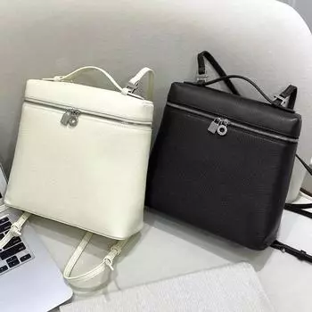 Первый слой из воловьей кожи рюкзак женский новый мягкий кожаный большой емкости женский рюкзак Senior Sense Schoolbag 23x8x21cm белый