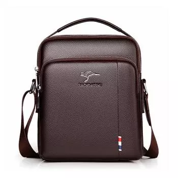 Первый слой из воловьей кожи, водонепроницаемый и износостойкий, большая вместимость, корейская версия трендовой вертикальной сумки для клиентов темно-коричневого