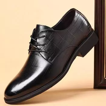 Первый слой коровьей кожи дышащие туфли для поездок на работу мужские осенние новые повседневные деловые кожаные туфли в британском стиле 38 чёрный