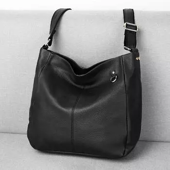 Первый слой коровьей кожи от Feiya — простой и модный, а вместительная сумка-ведро выполнена из мягкой кожи с одним плечом и сумкой через плечо. королевский синий