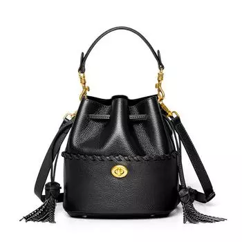 Первый слой коровьей кожи персонализированная сумка-ведро через плечо модная сумка на шнурке из натуральной кожи женская сумка