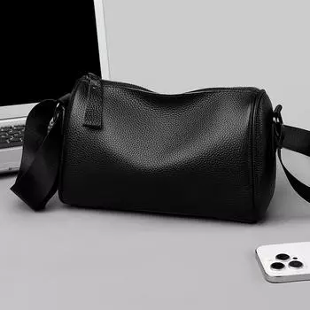Первый слой коровьей кожи простая мужская сумка через плечо с высоким чувством дорожная сумка для отдыха большая вместимость модная маленькая сумка чёрный